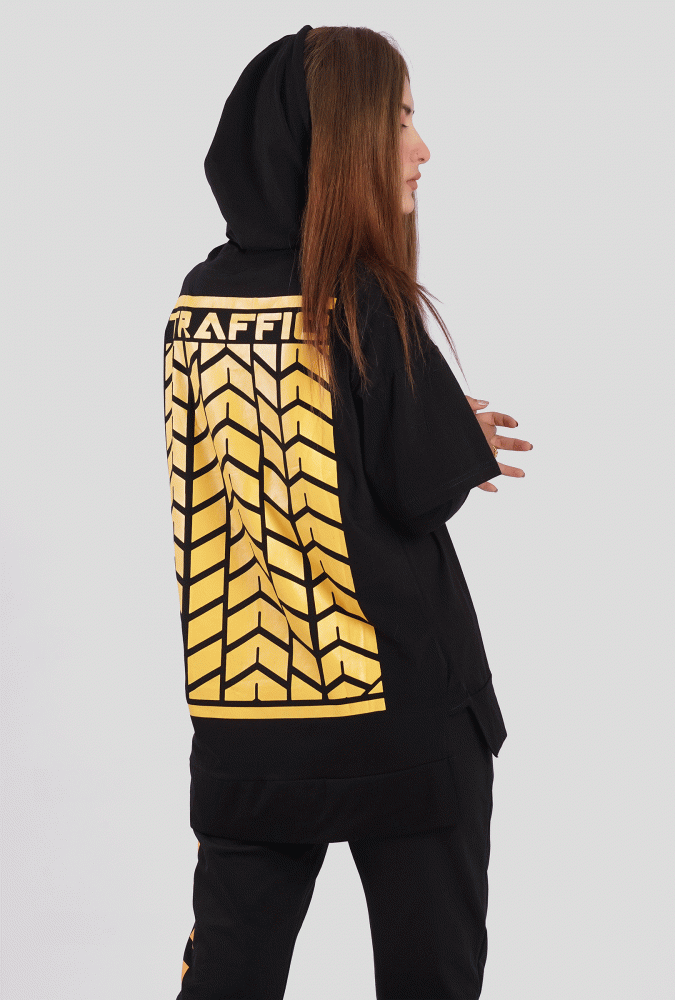 YGN TRAFFIC TYRE Design Hoodie Black&Yellow(Girl)